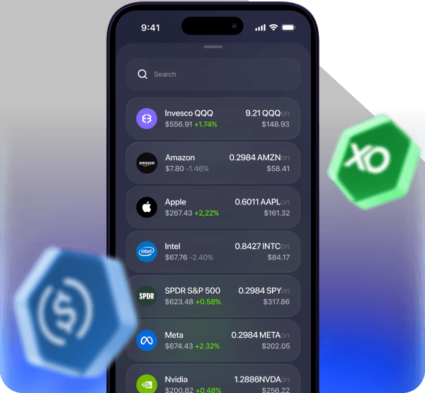 Buy tokenized assets with stablecoins in the Exodus app